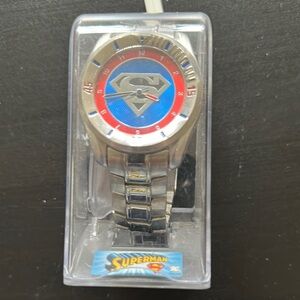 Superman Logo Silver and Blue Watch